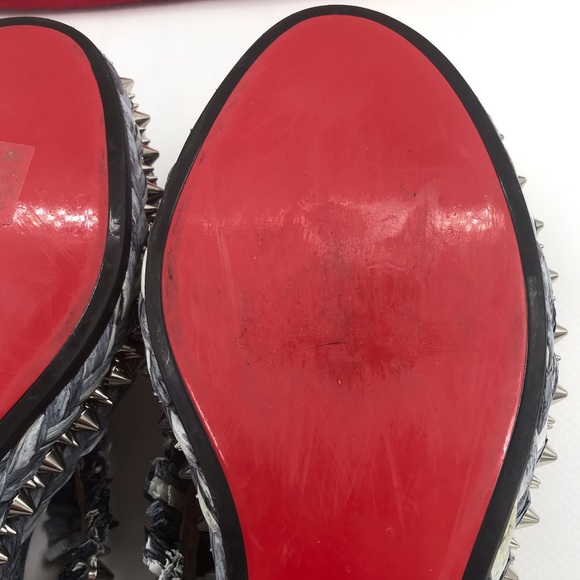 Christian Louboutin Spiked Denim Espadrille Mules - Picture 16 of 16